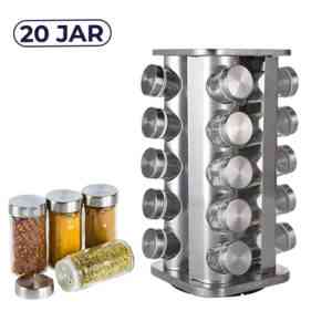 20 Jar Steel Spice Rack Kitchen Seasoning Organizer Kitchen & Dining DEALhub.lk