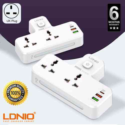 LDNIO Power Socket  2 Port with 2 USB and 1 USB-C PD & QC3.0 UK Plug Gadgets & Accesories DEALhub.lk