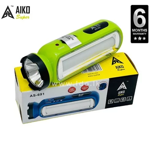 Rechargeable Torch with side Light Aiko AS-691@ido.lk