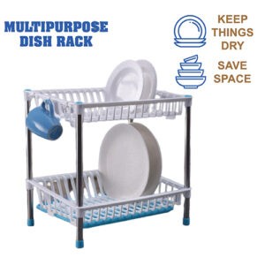 Double Deck Kitchen Draining Rack Shelf Plates Holder@ido.lk