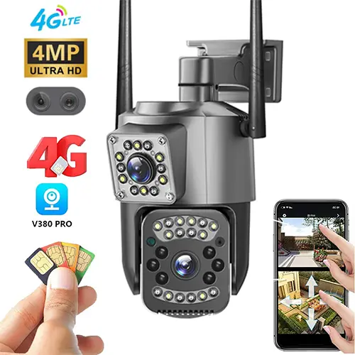 4MP Dual Lens 4G SIM Camera Outdoor PTZ CCTV Camera Security Camera DEALhub.lk