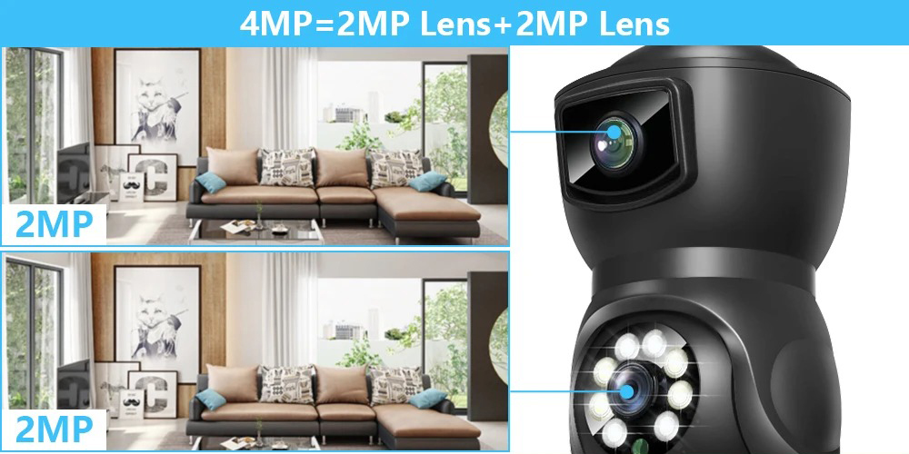 1 Dual Lens E27 Bulb WiFi PTZ Camera